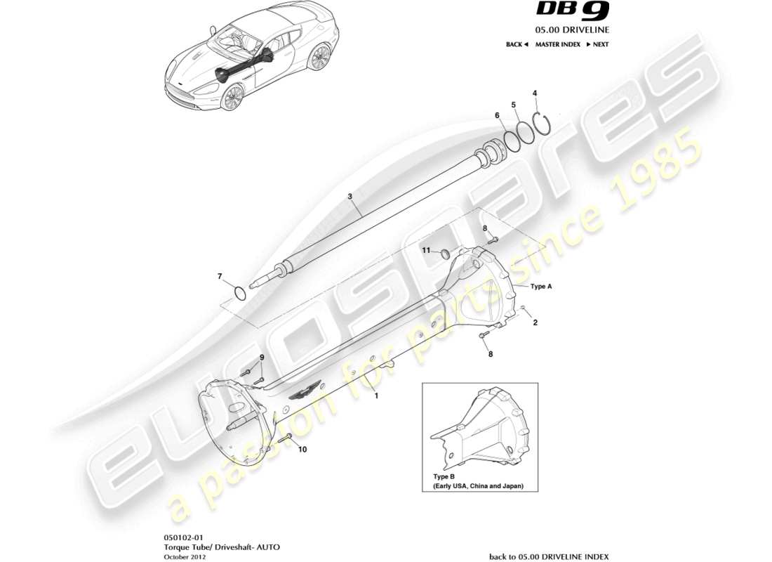 a part diagram from the aston martin db9 (2017) parts catalogue