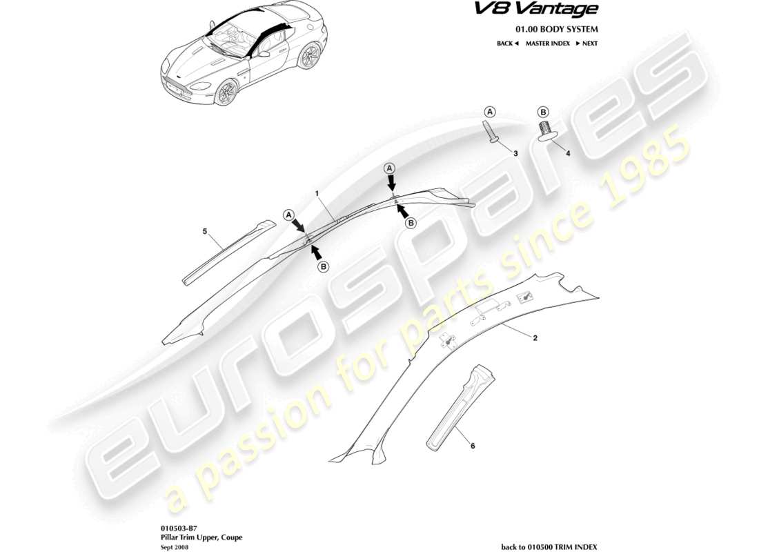 a part diagram from the aston martin v8 vantage (2008) parts catalogue