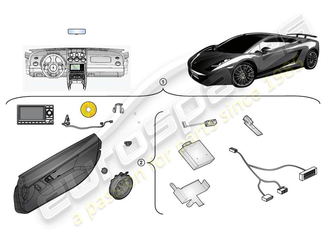 lamborghini gallardo coupe (accessories) retrofit kit part diagram