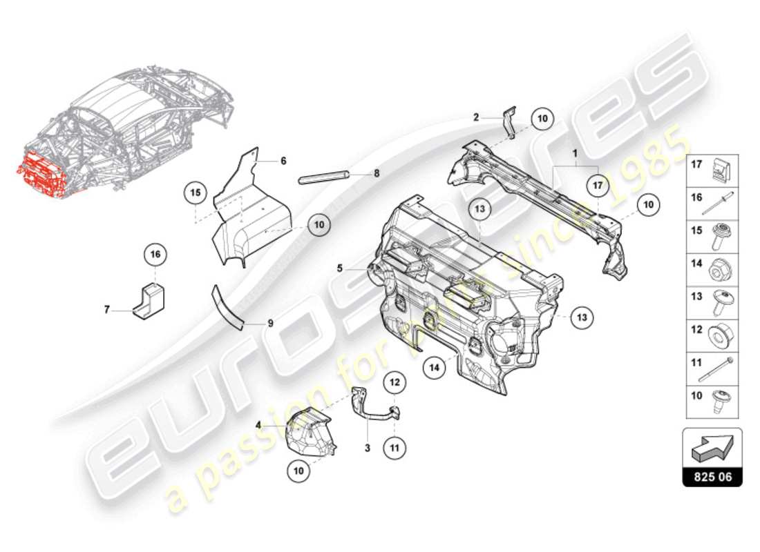 lamborghini tecnica (2024) heat shield 'opf' part diagram