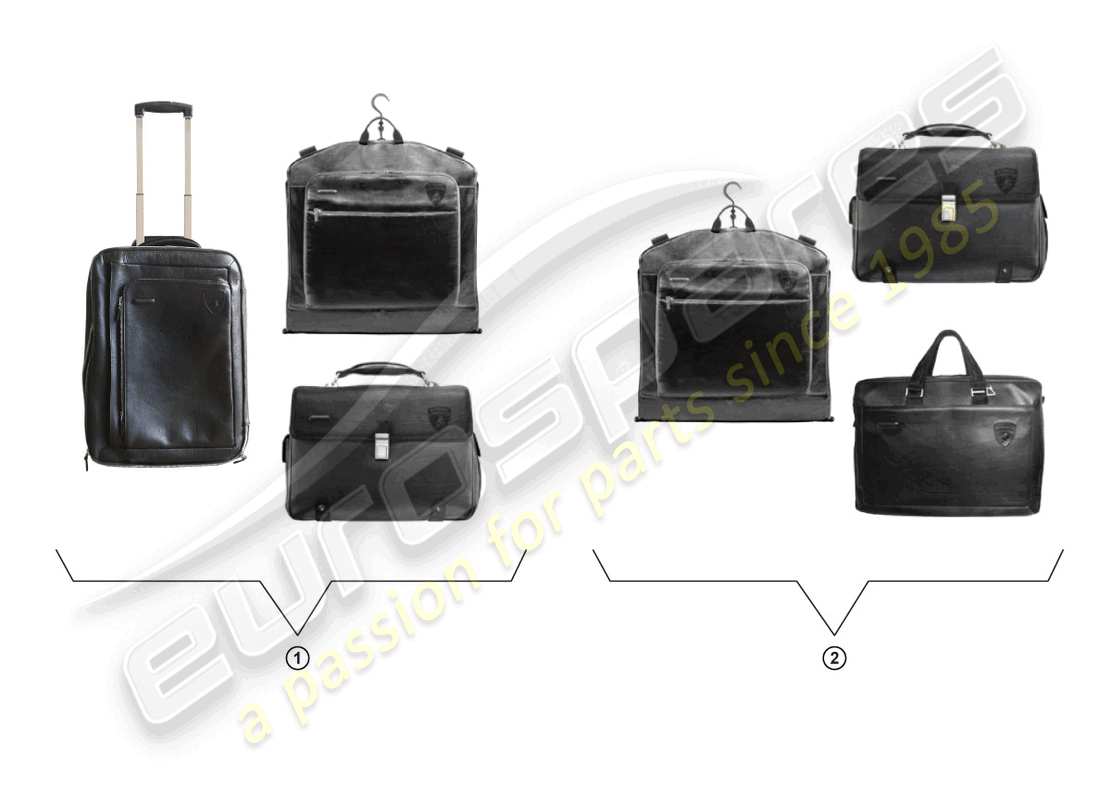 lamborghini superleggera (accessories) travel bags set part diagram