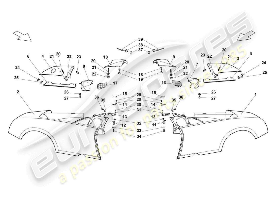 lamborghini lp640 roadster (2010) side part rear part diagram