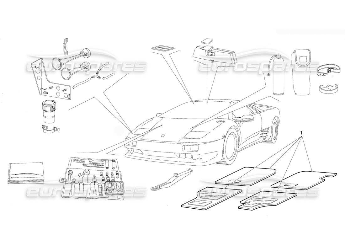 lamborghini diablo (1991) accessories (valid for gb version - october 1991) part diagram