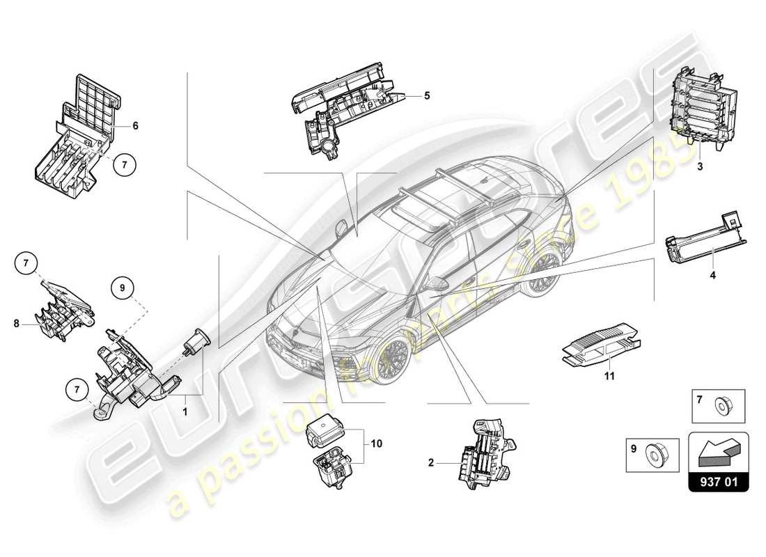 lamborghini urus s (2023) fuse box part diagram