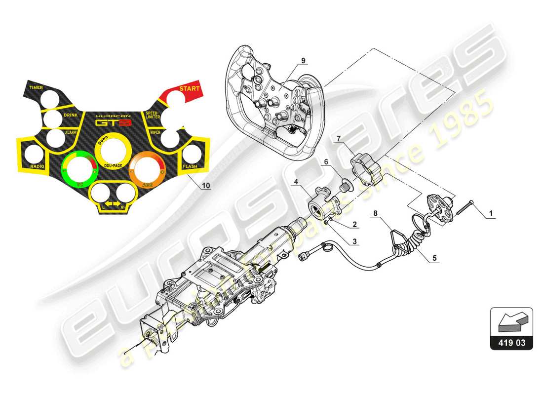 lamborghini gt3 (2017) steering wheel part diagram