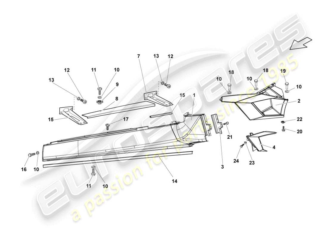 lamborghini reventon roadster side member left part diagram