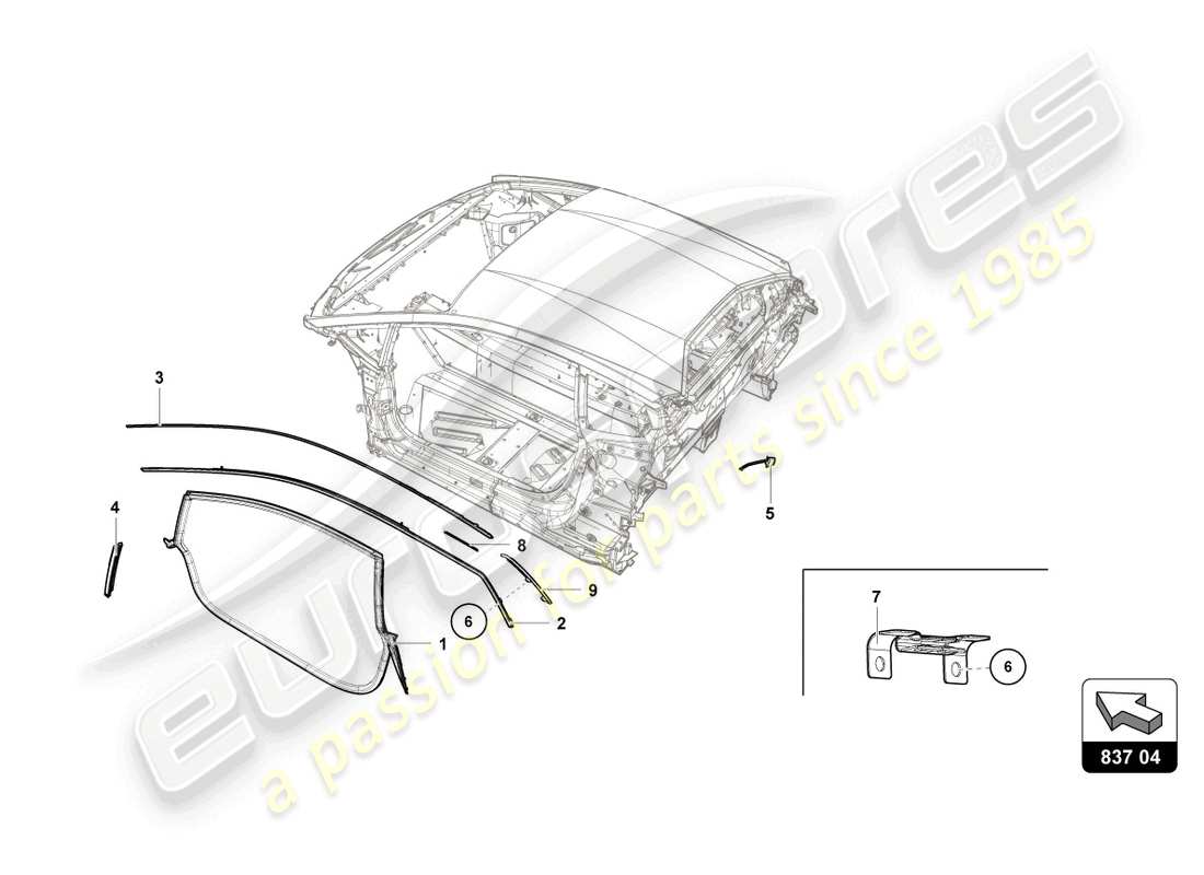 lamborghini super trofeo evo (2018) door seal part diagram