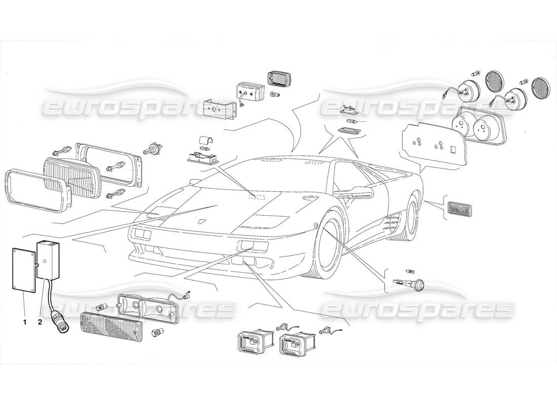 lamborghini diablo (1991) lights (valid for sweden - norway version - october 1991) part diagram