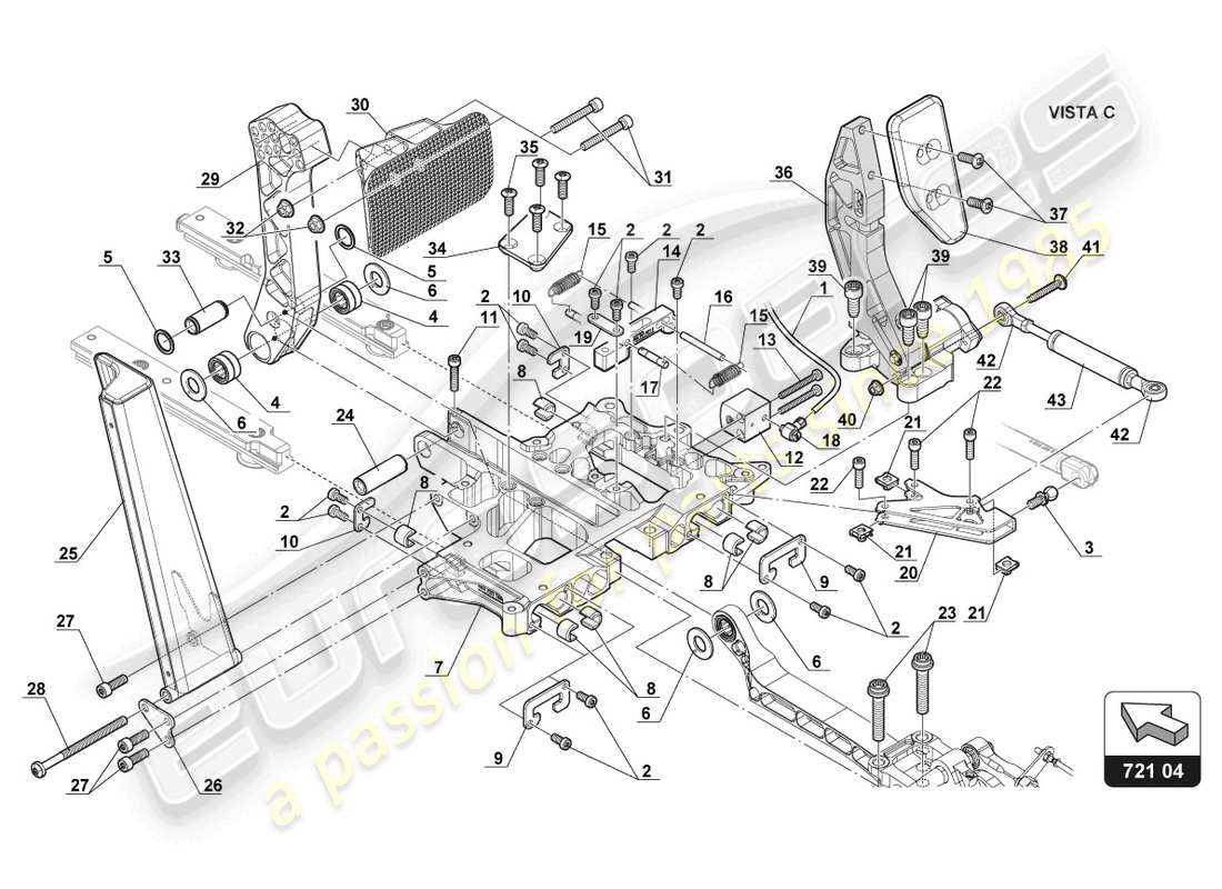 lamborghini gt3 evo (2018) pedal mechanism part diagram