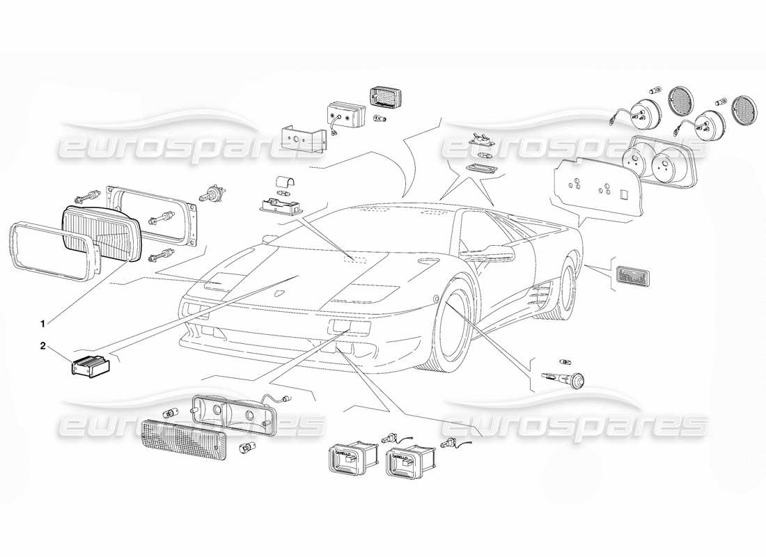 lamborghini diablo (1991) lights (valid for gb version - october 1991) part diagram