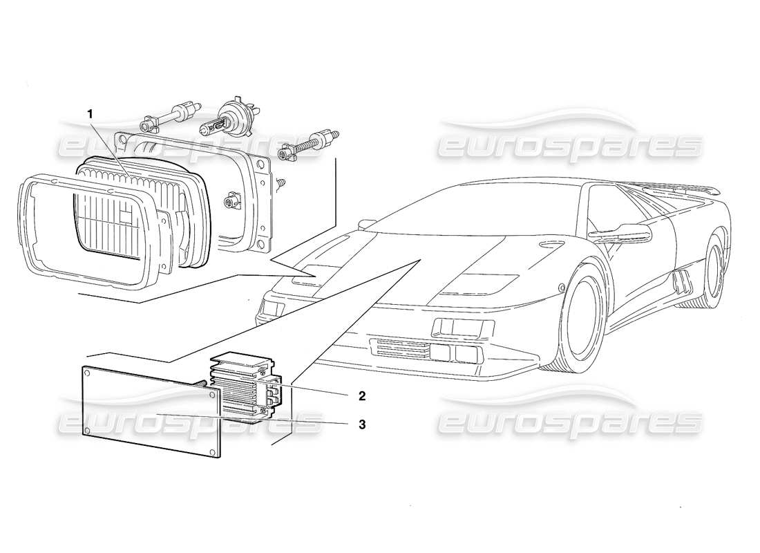 lamborghini diablo se30 (1995) lights (valid for rh d. version - january 1995) part diagram