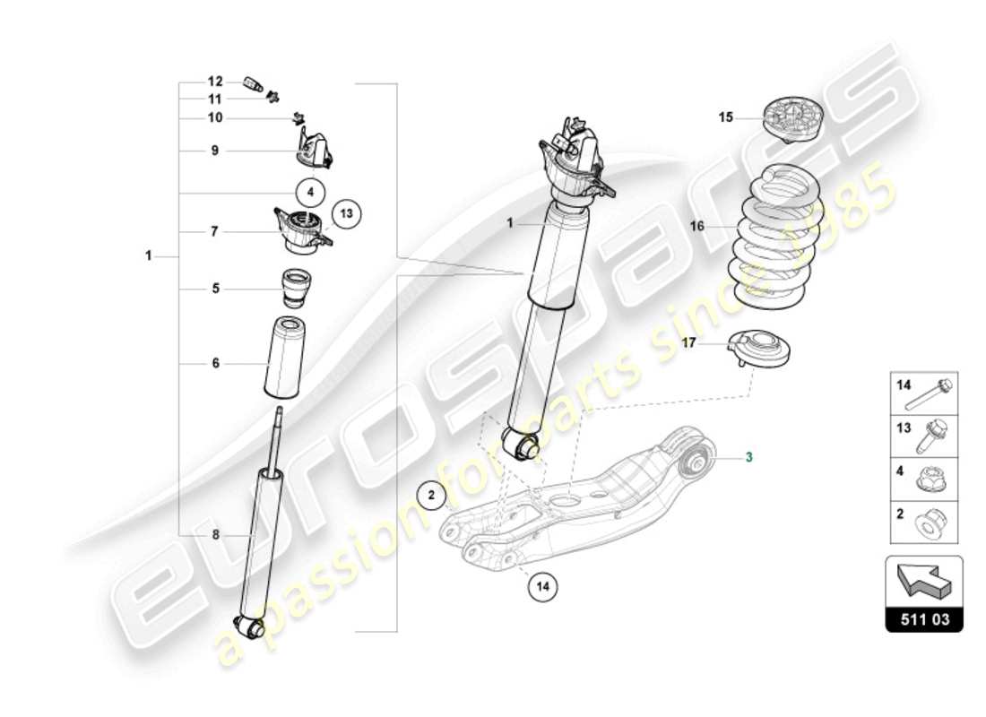 lamborghini urus performante (2024) shock absorber part diagram