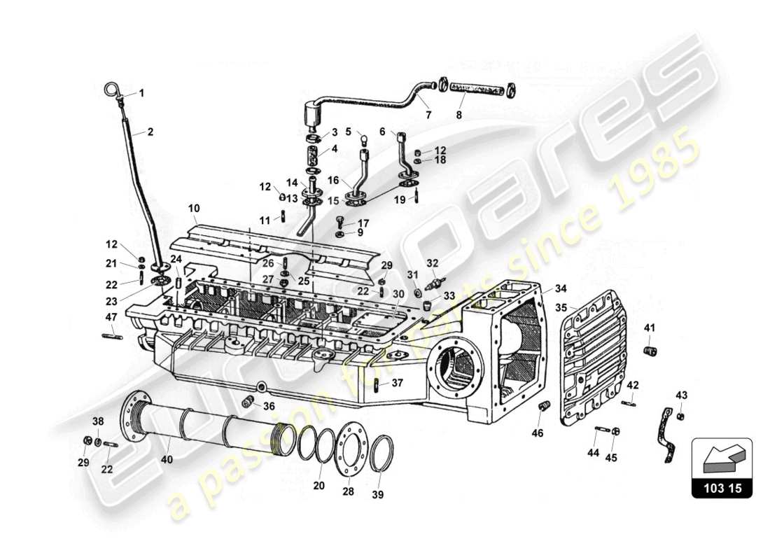 lamborghini countach 25th anniversary (1989) oil sump parts diagram