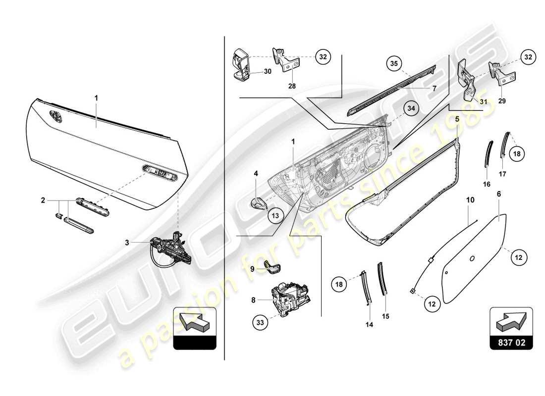 lamborghini super trofeo evo (2018) doors-handle and lock part diagram