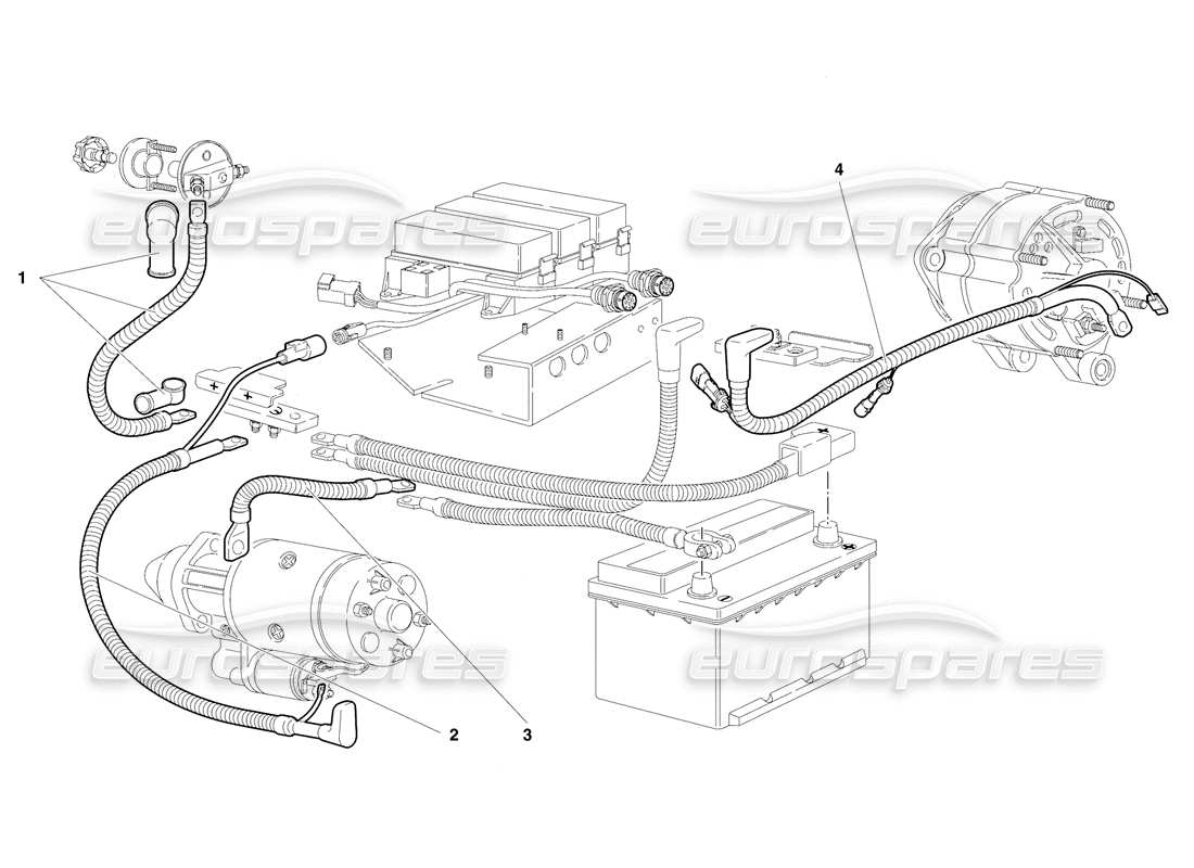 lamborghini diablo se30 (1995) electrical system (valid for rh d. version - january 1995) part diagram