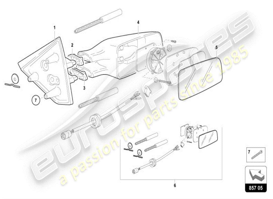 lamborghini diablo vt (1995) exterior mirror part diagram