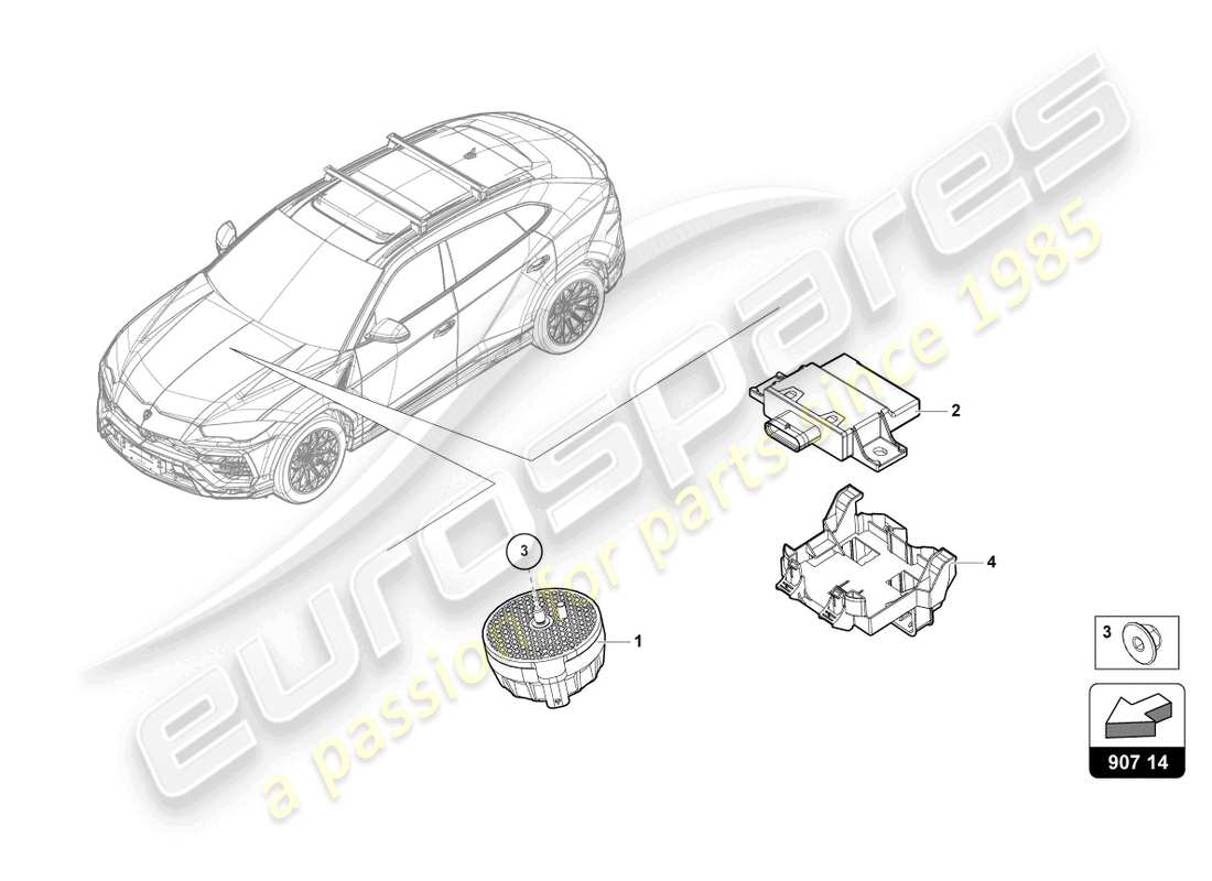 lamborghini urus s (2023) electrical parts for engine noise production part diagram