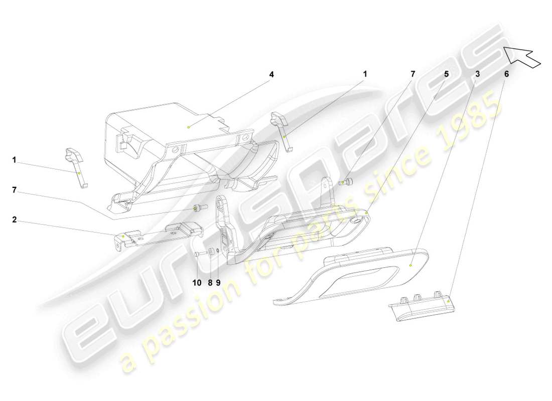 lamborghini gallardo coupe (2005) glove compartment part diagram