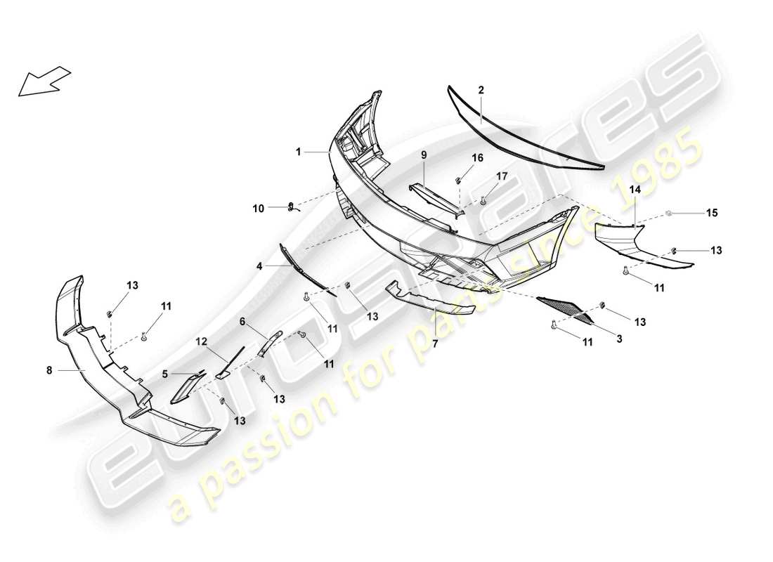 lamborghini lp560-4 coupe fl ii (2013) bumper front part diagram