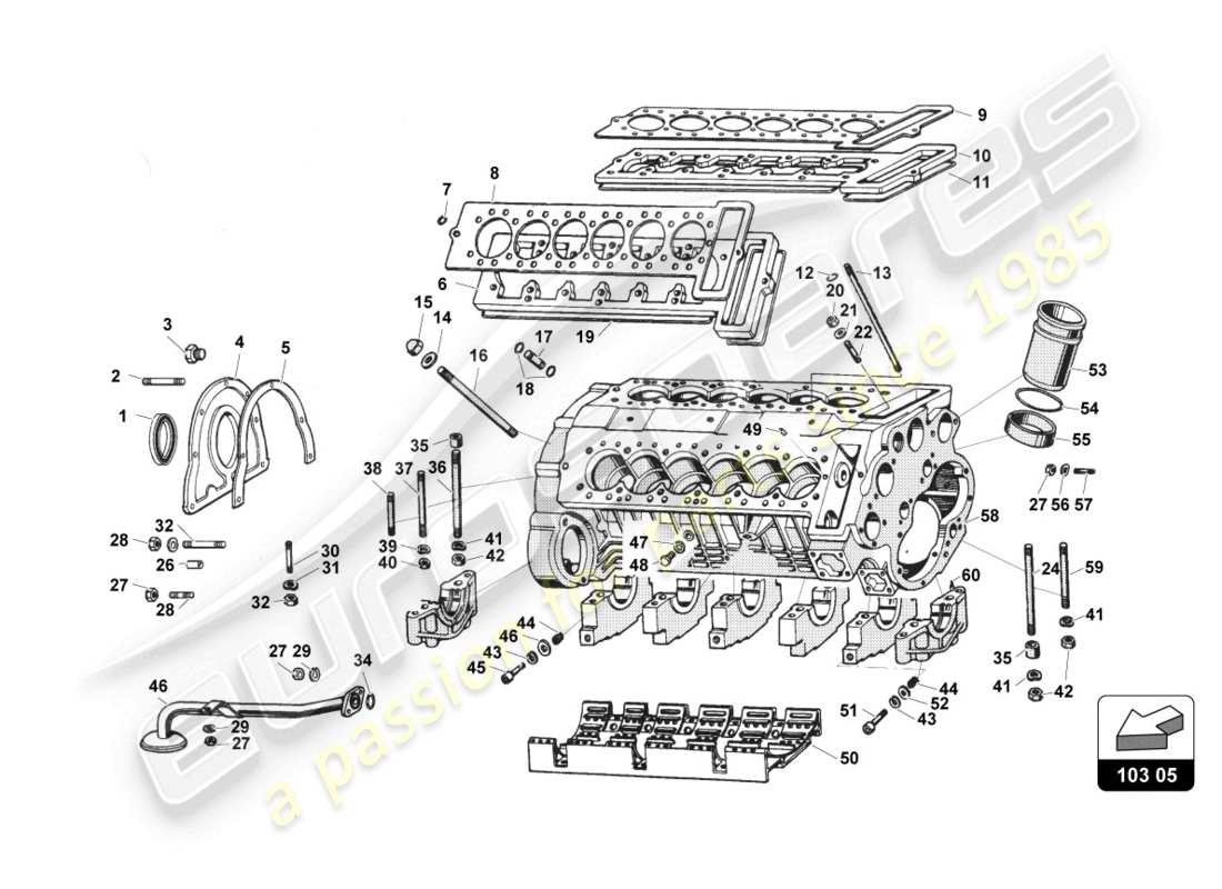 lamborghini countach 25th anniversary (1989) crankcase parts diagram