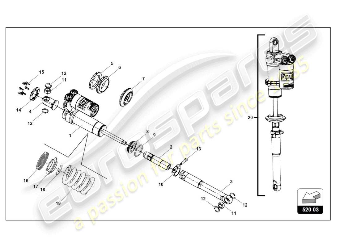 lamborghini gt3 evo (2018) rear damper part diagram