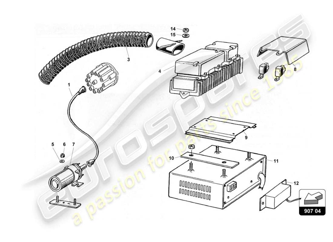 lamborghini countach 25th anniversary (1989) electrical system part diagram