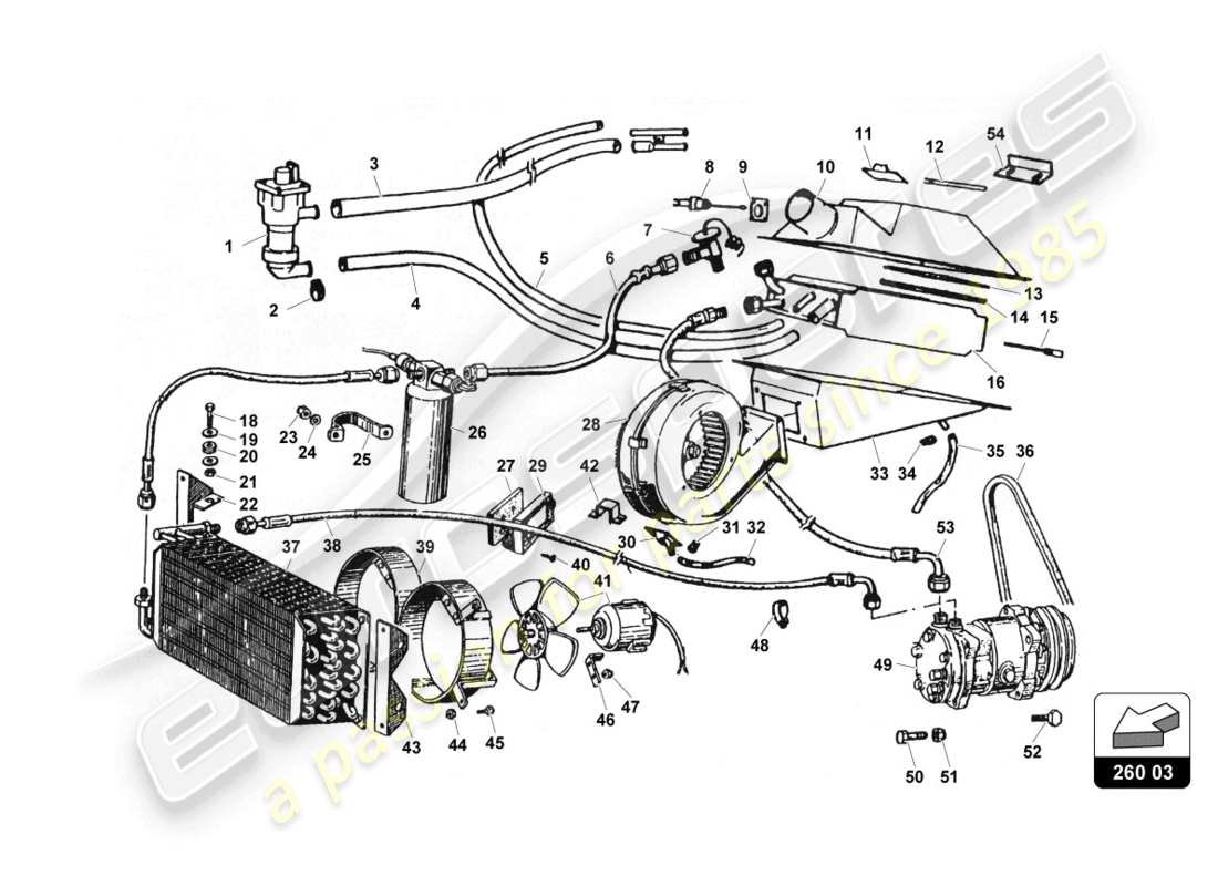 lamborghini countach 25th anniversary (1989) air conditioning system part diagram