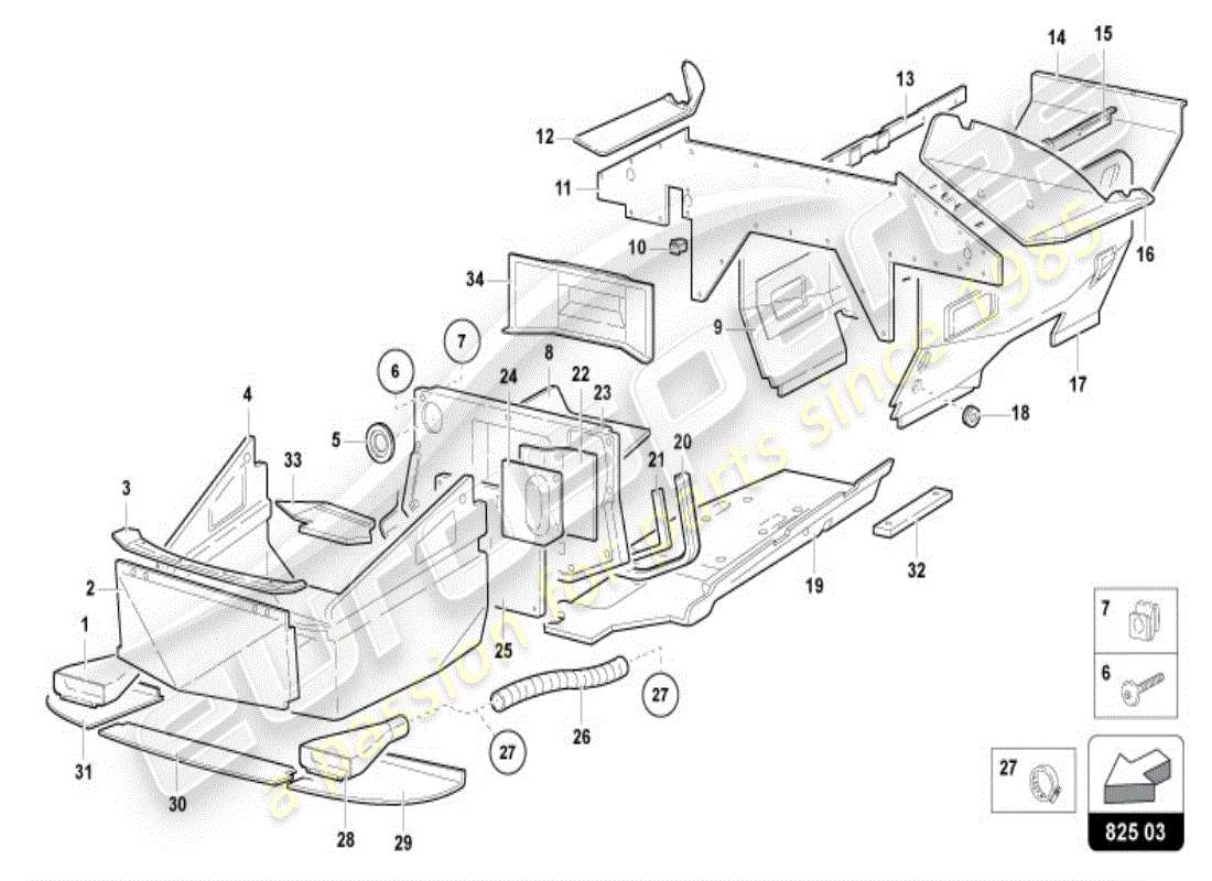 lamborghini diablo vt (1997) trim panel for frame lower section part diagram