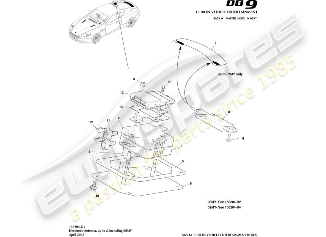 aston martin db9 (2012) electronic antenna part diagram