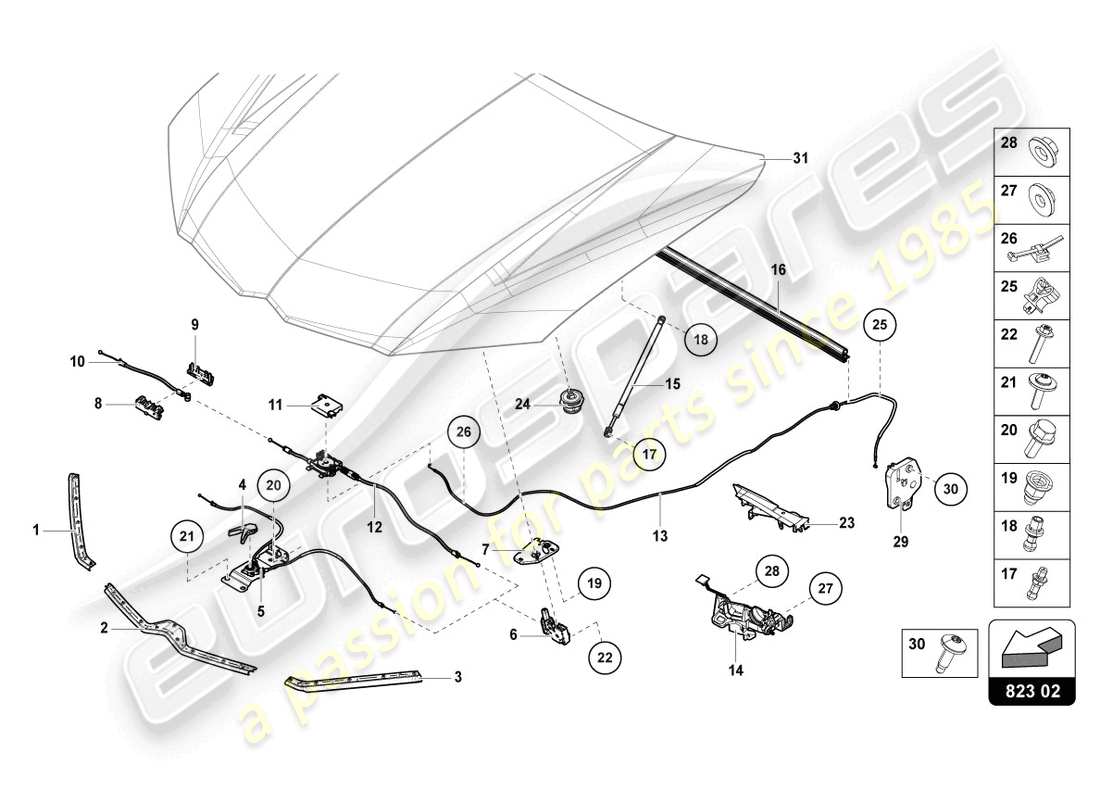 lamborghini urus (2019) gasket for engine cover part diagram