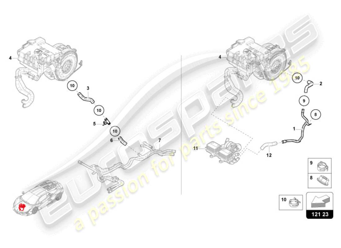 lamborghini revuelto coupe (2024) coolant cooling system - high voltage cooling part diagram