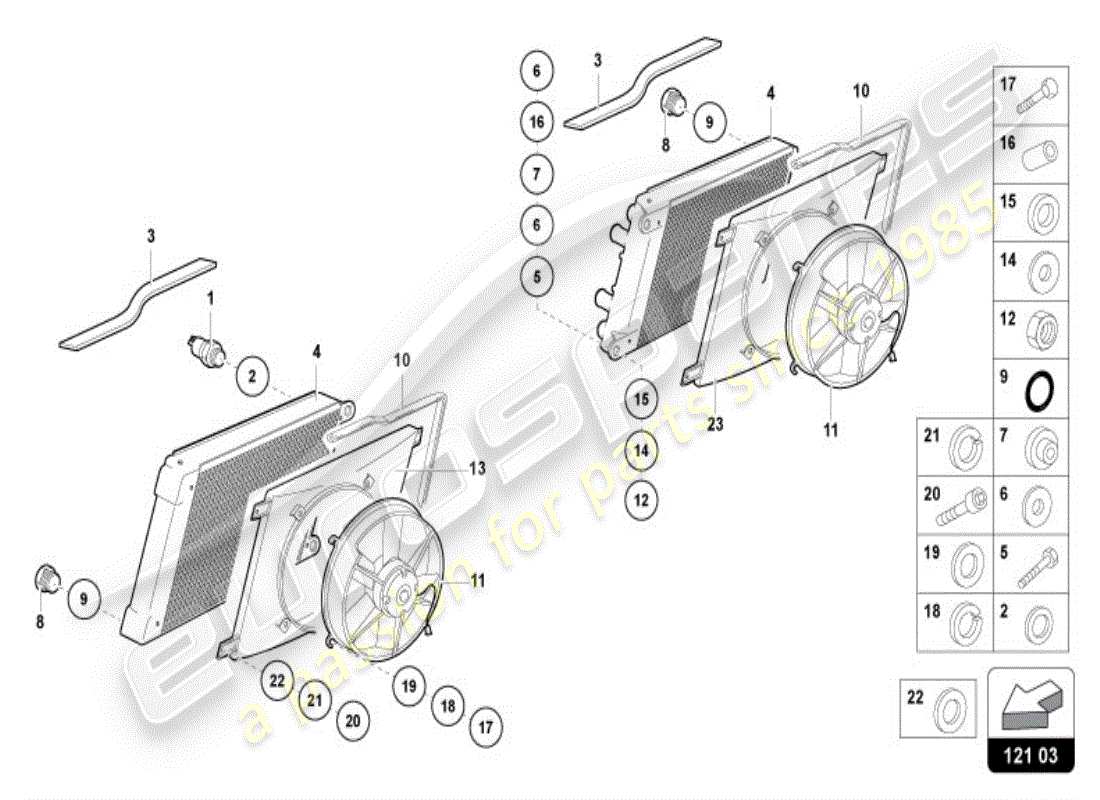 lamborghini diablo vt (1995) cooler for coolant part diagram