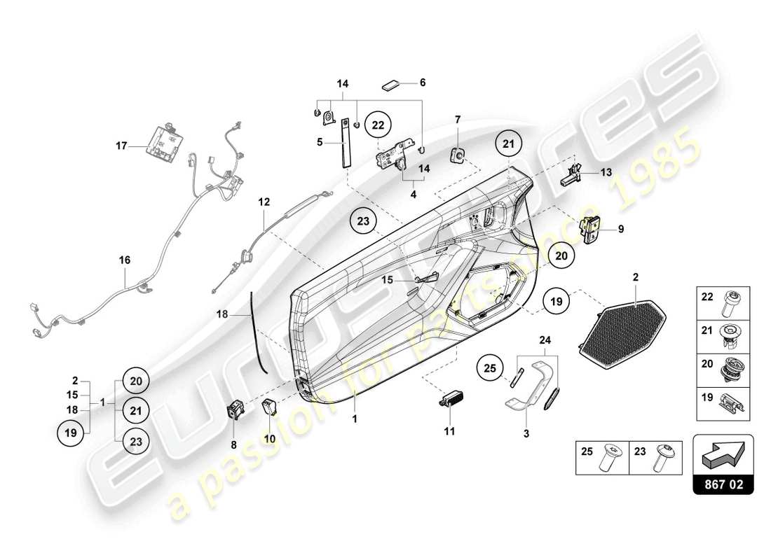 lamborghini sto (2021) door panel part diagram