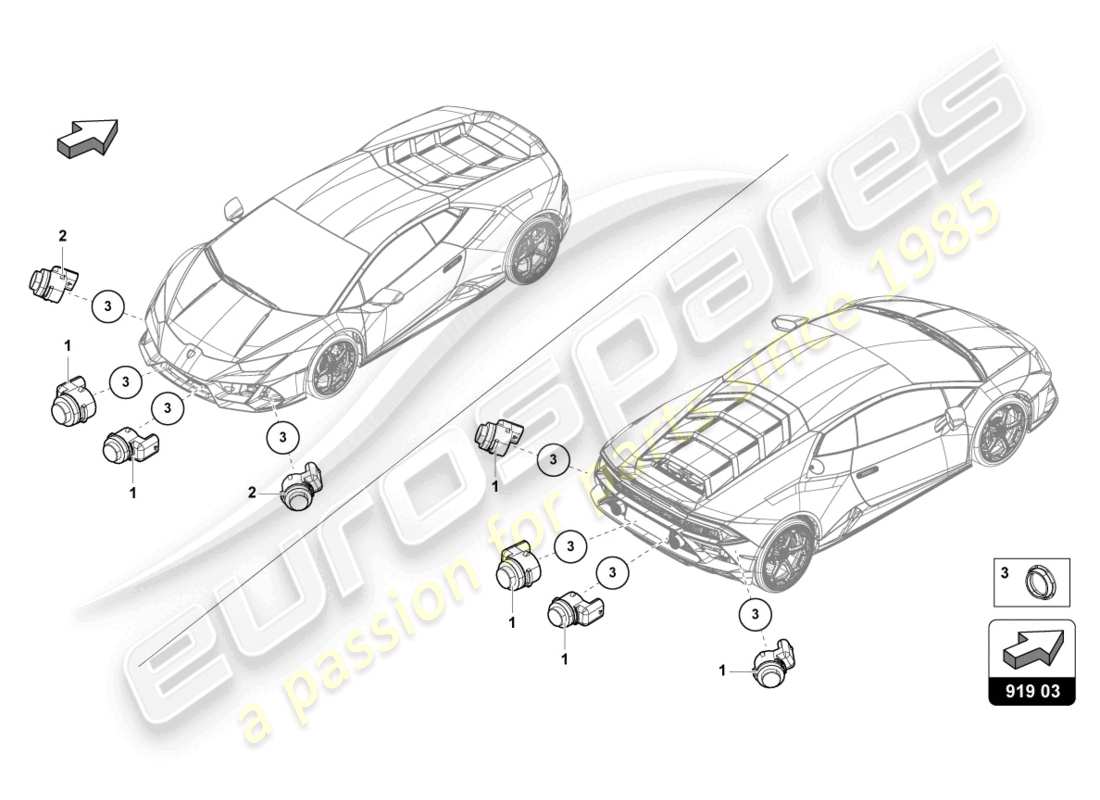 lamborghini tecnica (2023) parking aid part diagram