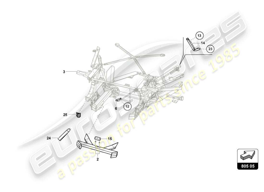 lamborghini super trofeo evo 2 (2022) rear frame outer elements part diagram