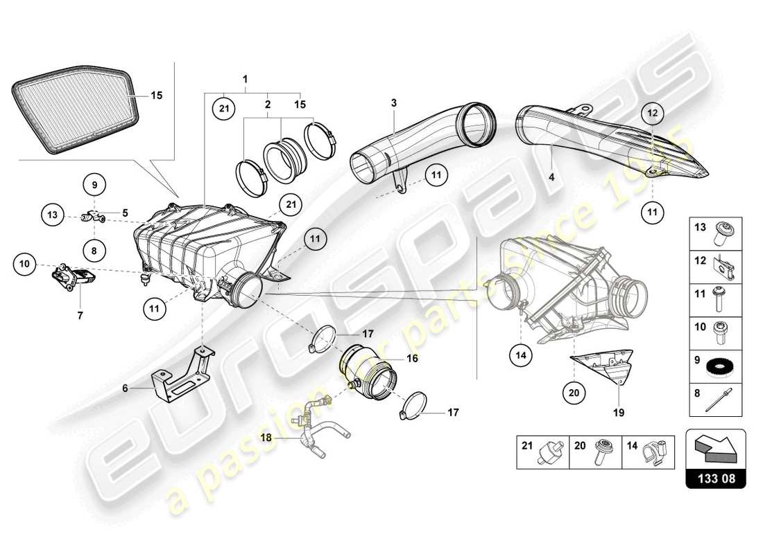 lamborghini sterrato (2024) air filter housing part diagram