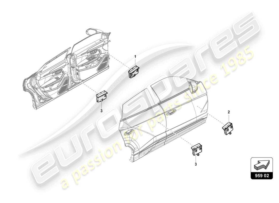 lamborghini urus s (2023) door control unit part diagram