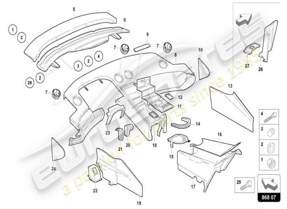 lamborghini diablo vt (1998) interior decor part diagram