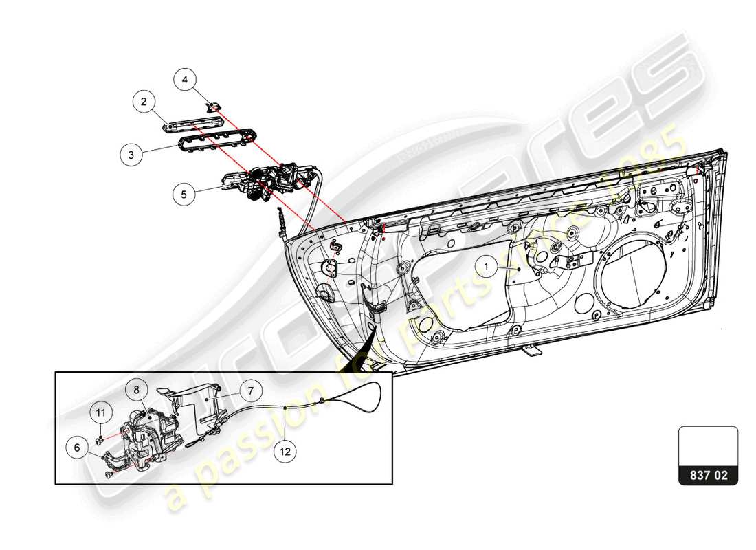 lamborghini super trofeo evo 2 (2022) doors-handle and lock part diagram