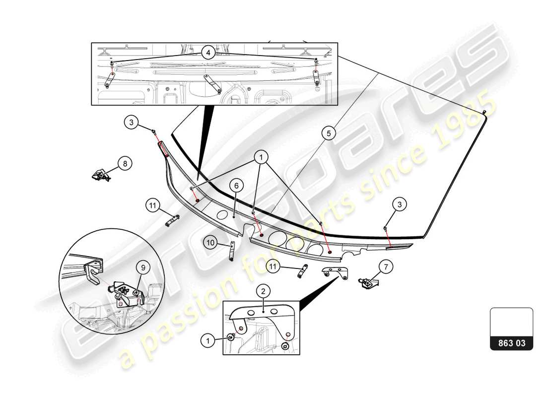 lamborghini super trofeo evo 2 (2022) plenum panel cover part diagram