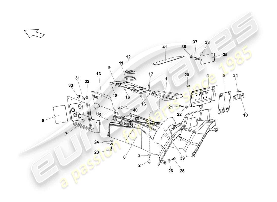 lamborghini lp670-4 sv (2010) centre console part diagram