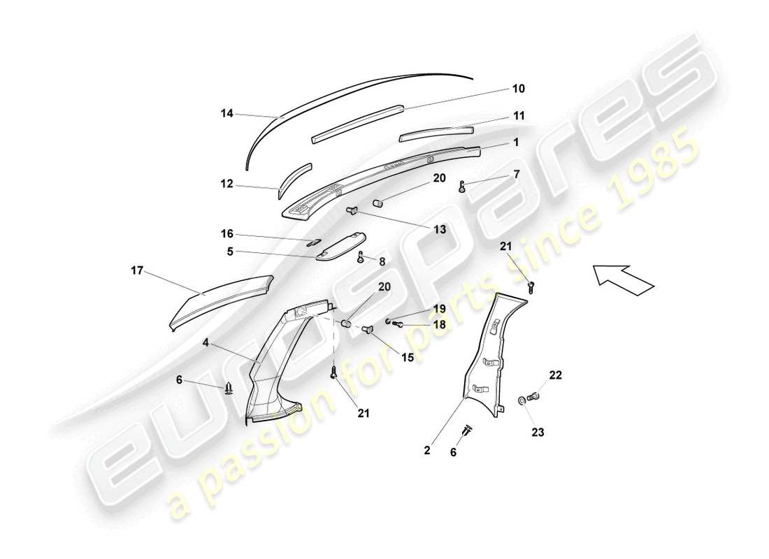 lamborghini lp640 roadster (2009) sound absorbers part diagram