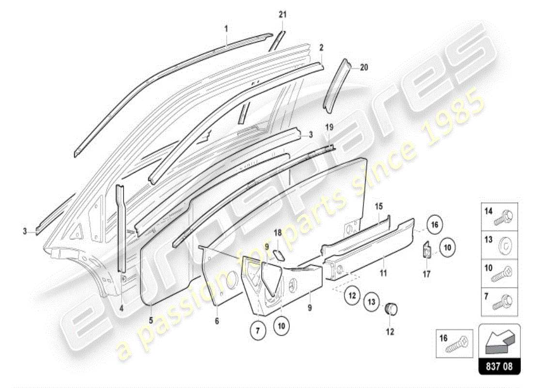 lamborghini diablo vt (1998) door part diagram