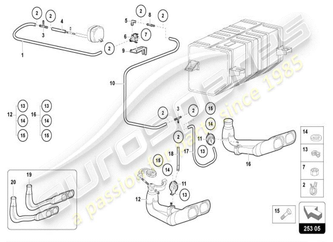 lamborghini diablo vt (1998) silencer with catalyst part diagram