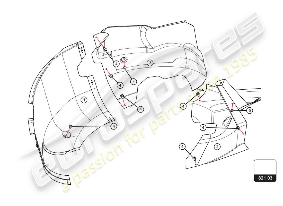 lamborghini super trofeo evo 2 (2022) rear locary part diagram