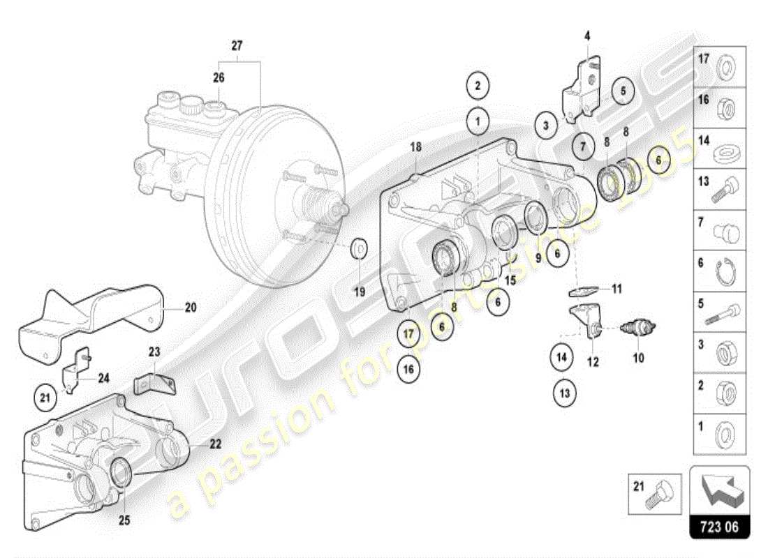 lamborghini diablo vt (1998) brake and accel. lever mech. part diagram