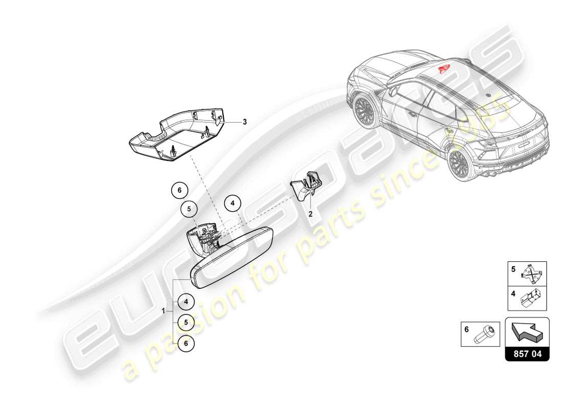 lamborghini urus s (2023) interior mirror part diagram