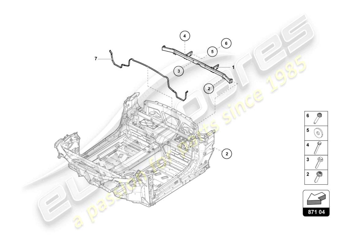 lamborghini evo spyder (2024) cross member rear part diagram