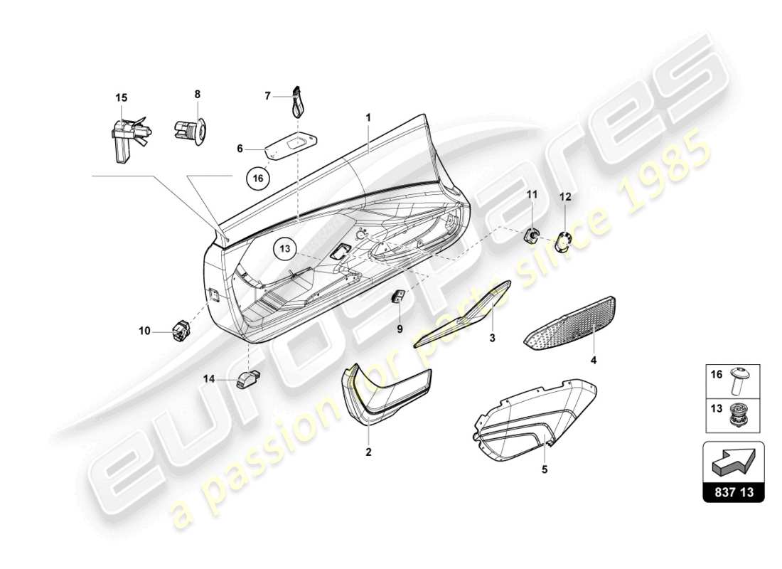 lamborghini sian roadster (2021) door panel part diagram