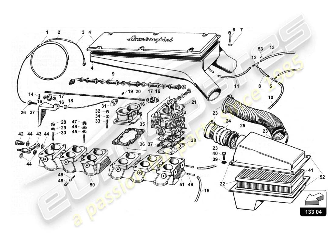 lamborghini countach 25th anniversary (1989) fuel system part diagram